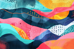 Abstract Colorful Shapes and Waves Background Wallpaper Product Image 1