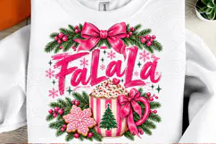 Fa La La Pink Christmas PNG, Hot Cocoa Bow Cozy Sublimation Product Image 2