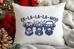 Fa La La La Moo SVG PNG, Funny Highland Cow Christmas Design Product Image 3