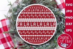 Fa La La Single Color Ugly Christmas Sweater Round Sign Svg Product Image 1