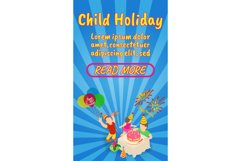 Child holiday concept banner, comics isometric style Product Image 1