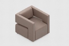 Isometric Arm Chair 3D isolated render Product Image 1