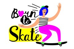 Girl riding skateboard. Active hobby vector illustration Product Image 1