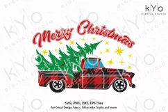 Christmas Buffalo Plaid Old Pickup Truck svg png dxf files Product Image 2