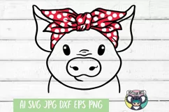 Pig with Bandana svg, Files for Cricut, Cut File, dxf png Product Image 2