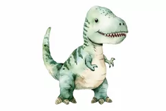 Watercolor Cute Tyrannosaurus Dinosaur Cartoon Product Image 3