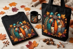 Patchwork Fall Pumpkin PNG | Autumn Pumpkin Clipart Design Product Image 1