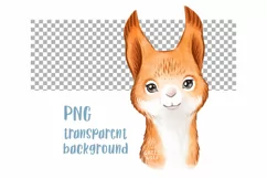 Watercolor woodland animals Squirrel png Nursery wall decor Product Image 2