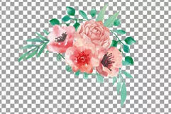 Coral and burgundy floral watercolor wedding bouquets decor Product Image 16