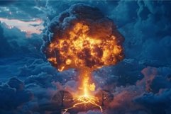Huge explosion creating a mushroom cloud in the sky Product Image 1