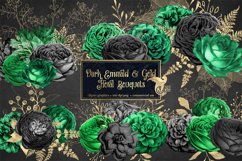 Dark Emerald and Gold Floral Clipart Product Image 1