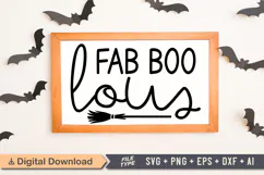 Fab Boo Lous Sign SVG, Farmhouse Halloween Sign Product Image 1