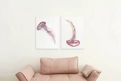 Jellyfish watercolor design, colorful sea jelly wall decor. Product Image 3