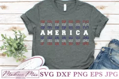 America Freedom Stacked Words, Fourth Of July SVG Product Image 1
