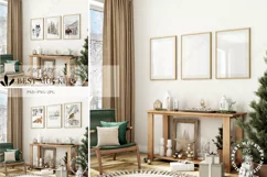 Christmas Frame Mockup| Wood Frame Mockup JPG and PSD Product Image 1