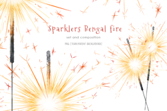 Watercolor sparklers Bengal fire, New Year light element png Product Image 1