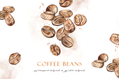 Watercolor roasted coffee beans, png clipart, patterns Product Image 1