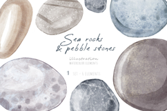 Watercolor sea rocks &amp; pebble stones Product Image 1