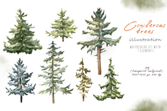 Watercolor coniferous trees - spruce, pine Product Image 2