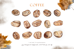 Watercolor roasted coffee beans, cup of americano, clipart Product Image 2