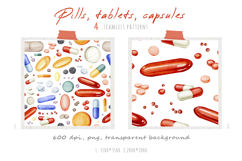 Colorful watercolor pills, tablets, capsules. Medicines set Product Image 2