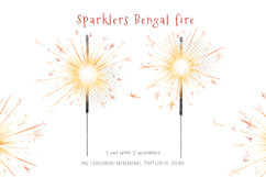 Watercolor sparklers Bengal fire, New Year light element png Product Image 2
