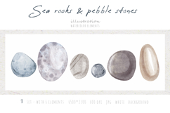 Watercolor sea rocks &amp; pebble stones Product Image 2