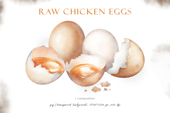 Watercolor brown and white raw chicken eggs set Product Image 2