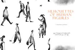 Watercolor black ink silhouettes of human figures Product Image 3