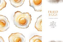 Watercolor illustration of fried eggs, realistic food Product Image 3