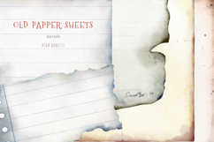Watercolor hand drawn vintage old paper sheets set Product Image 3