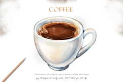 Watercolor roasted coffee beans, cup of americano, clipart Product Image 3