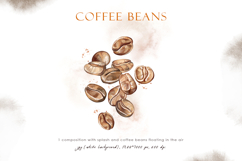 Watercolor roasted coffee beans, png clipart, patterns Product Image 4