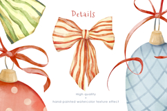 Watercolor New Year&#039;s tree decorations and elegant bows Product Image 4