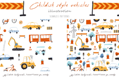 Childish style vehicles. Hand drawn cars for boys Product Image 4