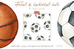 Watercolor football and basketball balls Product Image 4