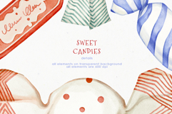Watercolor hand drawn sweet candies in different wrappers Product Image 4