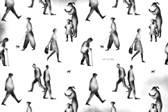 Watercolor black ink silhouettes of human figures Product Image 4