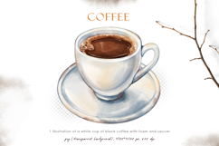 Watercolor roasted coffee beans, cup of americano, clipart Product Image 4