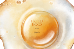 Watercolor illustration of fried eggs, realistic food Product Image 5