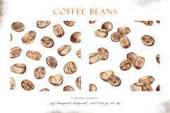 Watercolor roasted coffee beans, png clipart, patterns Product Image 5