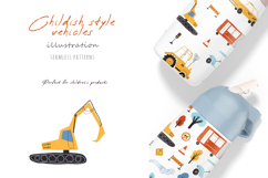 Childish style vehicles. Hand drawn cars for boys Product Image 5