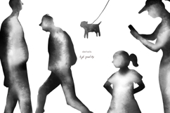 Watercolor black ink silhouettes of human figures Product Image 5