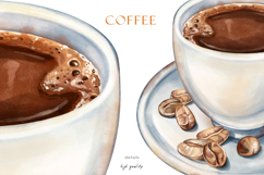 Watercolor roasted coffee beans, cup of americano, clipart Product Image 6