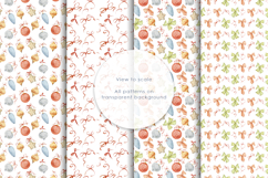 Watercolor New Year&#039;s tree decorations and elegant bows Product Image 6