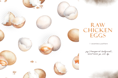 Watercolor brown and white raw chicken eggs set Product Image 6