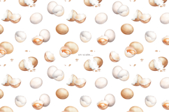 Watercolor brown and white raw chicken eggs set Product Image 7