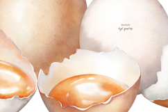 Watercolor brown and white raw chicken eggs set Product Image 8