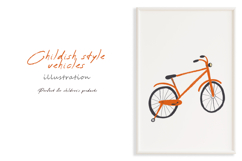 Childish style vehicles. Hand drawn cars for boys Product Image 9