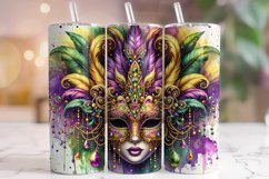 Mardi Gras Mask Tumbler Wrap, Mardi Gras Tumbler PNG Product Image 1